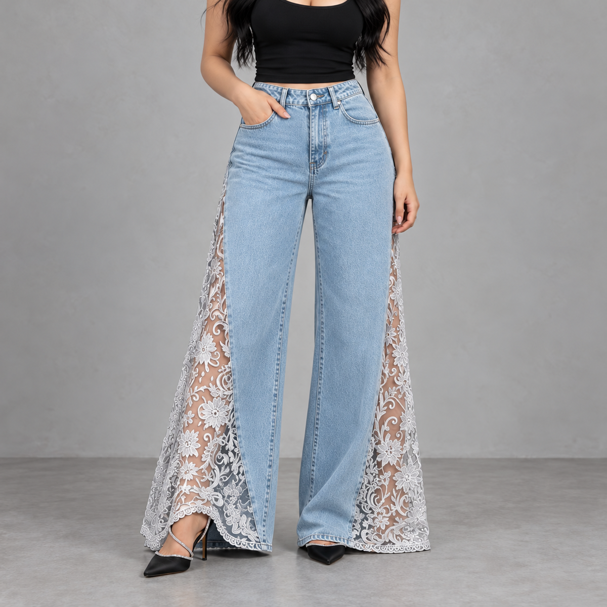 Schattenverliebt™ Spitzen-Denim Jeans